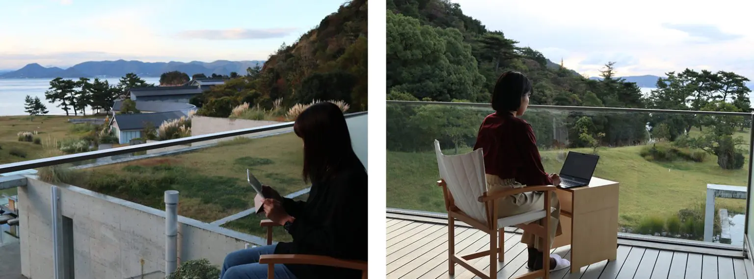 テラスで テラスで